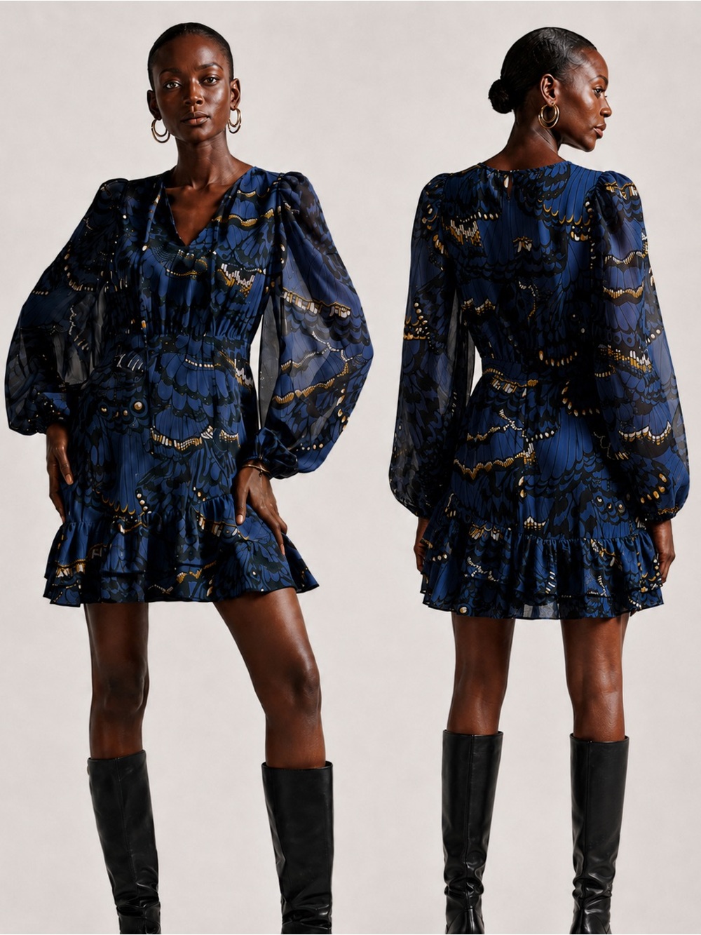 Ted Baker Pollei Butterfly Print Ruffle Mini Dress Blogger Favorite Size 0